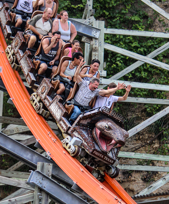 The Iron Rattler rollercoaster at Six Flags Fiesta Texas, San Antonio, Texas