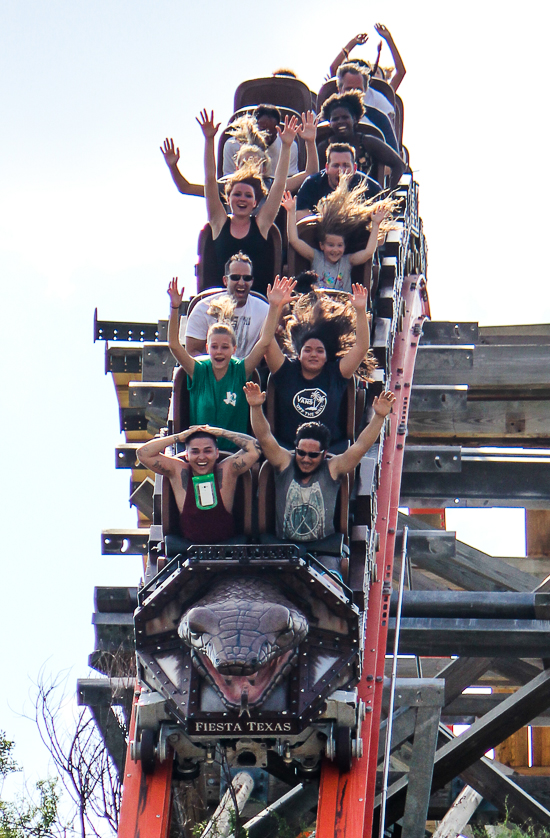 The Iron Rattler rollercoaster at Six Flags Fiesta Texas, San Antonio, Texas