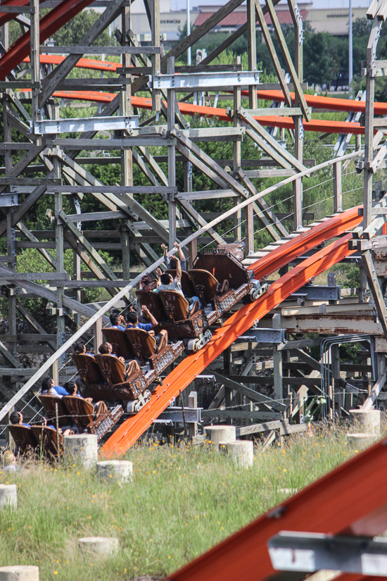 The Iron Rattler rollercoaster at Six Flags Fiesta Texas, San Antonio, Texas