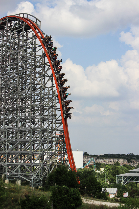 The Iron Rattler rollercoaster at Six Flags Fiesta Texas, San Antonio, Texas