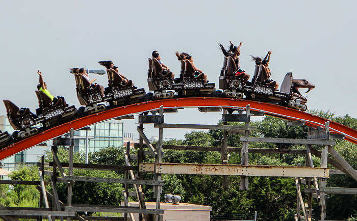 The Iron Rattler rollercoaster at Six Flags Fiesta Texas, San Antonio, Texas