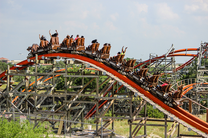 The Iron Rattler rollercoaster at Six Flags Fiesta Texas, San Antonio, Texas