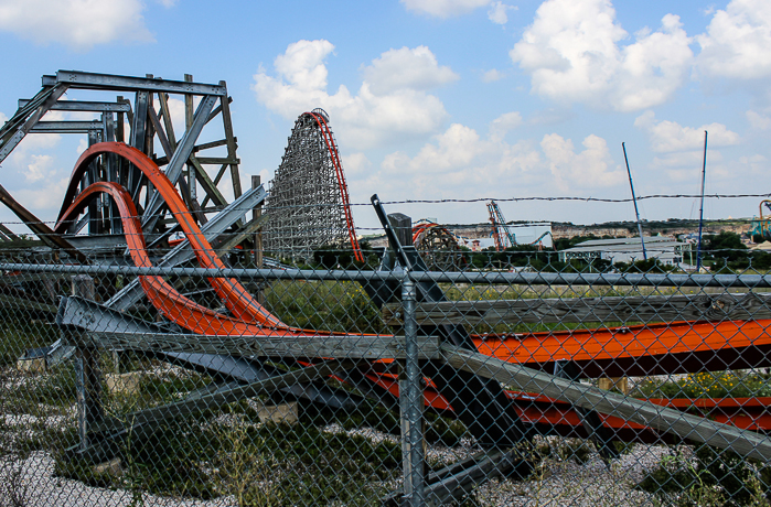 The Iron Rattler rollercoaster at Six Flags Fiesta Texas, San Antonio, Texas