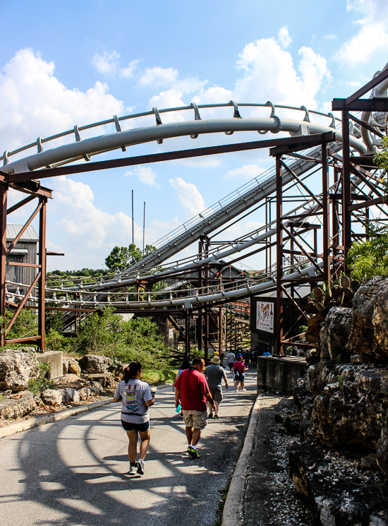 The Iron Rattler rollercoaster at Six Flags Fiesta Texas, San Antonio, Texas