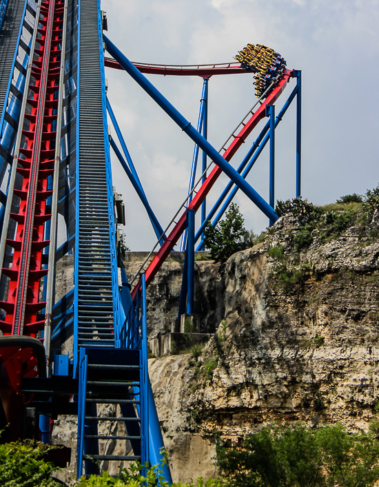 The Superman Krypton Coaster rollercoaster at Six Flags Fiesta Texas, San Antonio, Texas