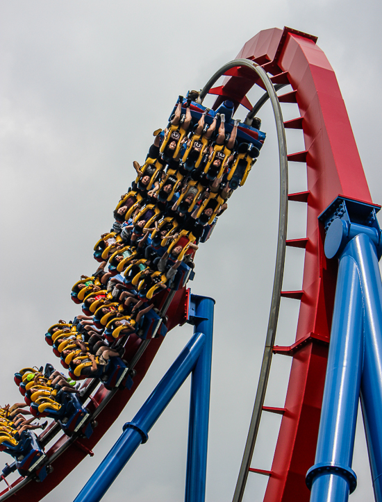 The Superman Krypton Coaster rollercoaster at Six Flags Fiesta Texas, San Antonio, Texas