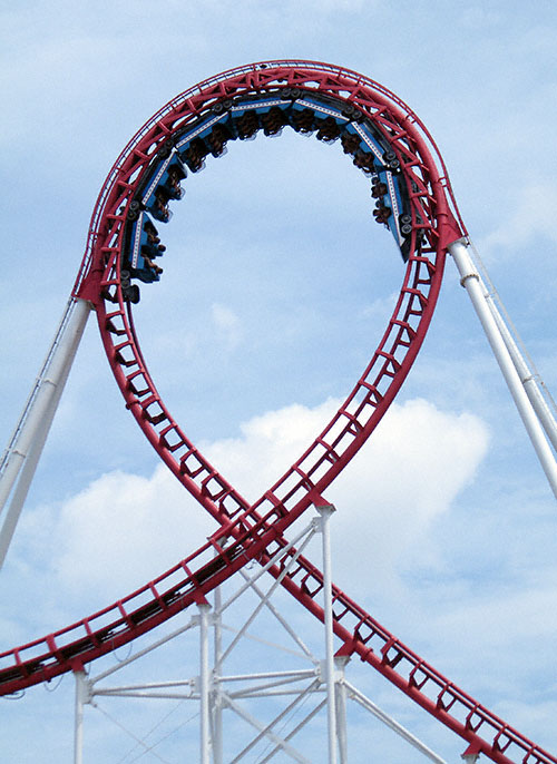 The Great American Scream Machine rollercoaster at Six Flags Great Adventure, Jackson, New Jersey