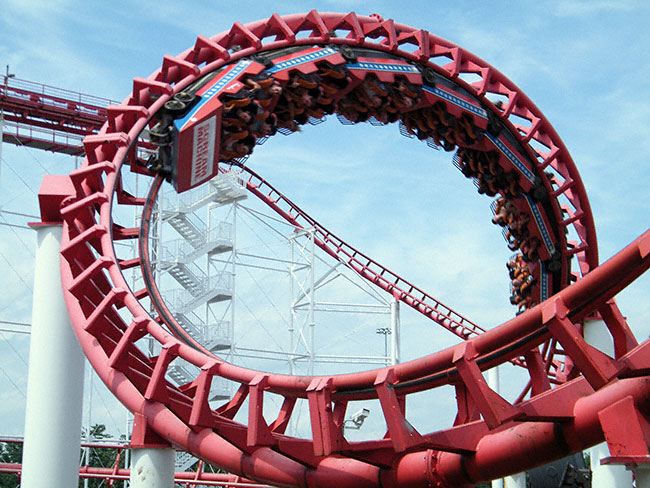 The Great American Scream Machine rollercoaster at Six Flags Great Adventure, Jackson, New Jersey