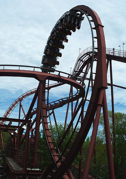 The Iron Wolf Rollercoaster at Six Flags Great America, Gurnee, Illinois