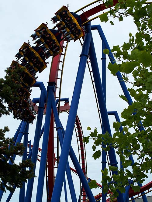 The Superman Ultimate Flight Rollercoaster at Six Flags Great America, Gurnee, Illinois