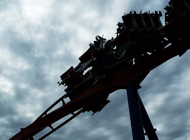 The Superman Ultimate Flight Rollercoaster at Six Flags Great America, Gurnee, Illinois