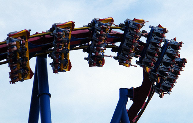 The Superman Ultimate Flight Rollercoaster At Six Flags Great America, Gurnee, Illinois