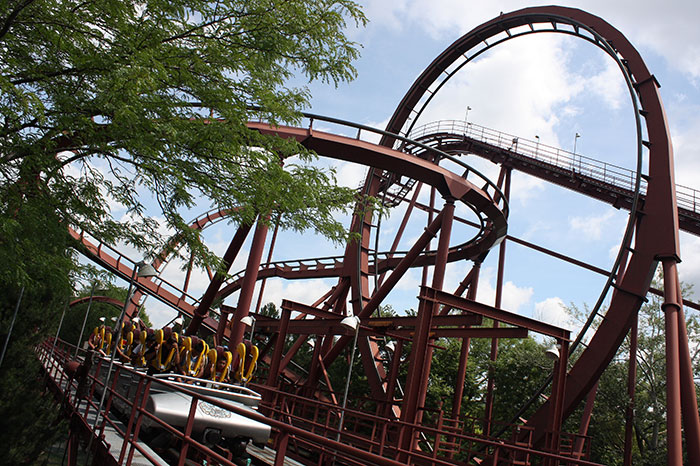 The Iron Wolf Roller Coaster at Six Flags Great America, Gurnee, Illinois