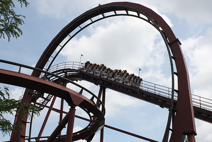 The Iron Wolf Roller Coaster at Six Flags Great America, Gurnee, Illinois