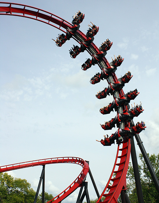 The X-Flight roller coaster at Six Flags Great America, Gurnee, Illinois