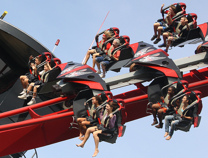 The X-Flight roller coaster at Six Flags Great America, Gurnee, Illinois