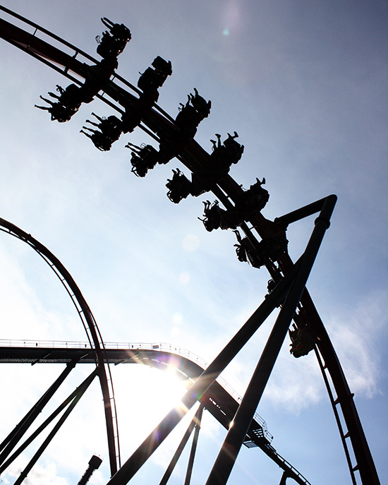 The X-Flight roller coaster at Six Flags Great America, Gurnee, Illinois