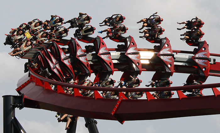 The X-Flight roller coaster at Six Flags Great America, Gurnee, Illinois