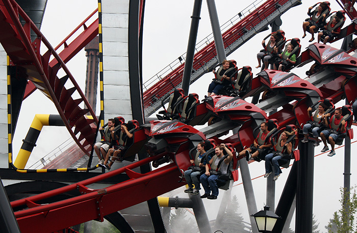 The X-Flight roller coaster at Six Flags Great America, Gurnee, Illinois