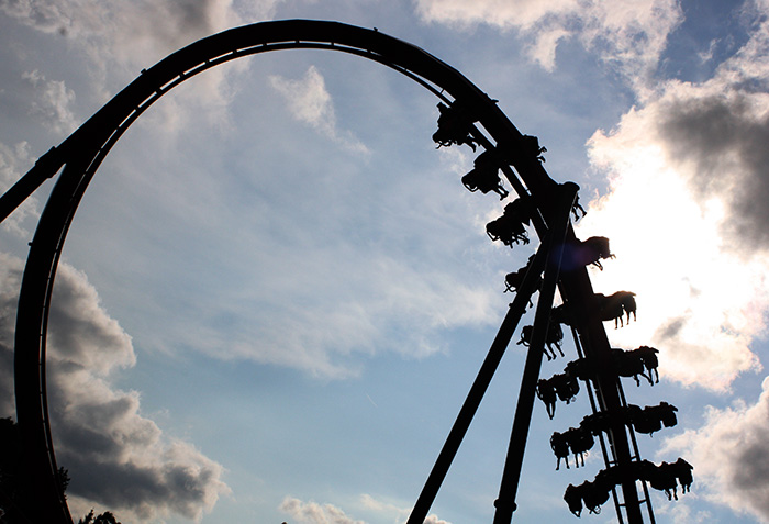 The X-Flight roller coaster at Six Flags Great America, Gurnee, Illinois