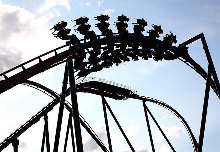 The X-Flight roller coaster at Six Flags Great America, Gurnee, Illinois