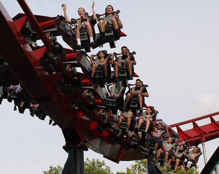 The X-Flight roller coaster at Six Flags Great America, Gurnee, Illinois