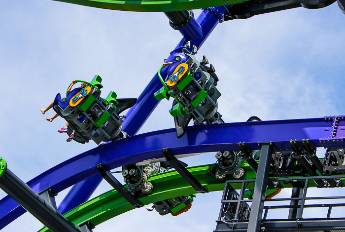 The Joker 4D Free Fly Coaster at Six Flags Great America, Gurnee, Illinois