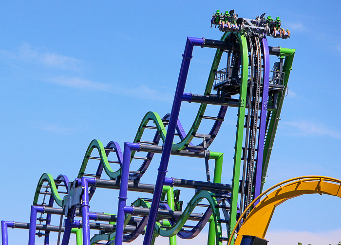 The Joker 4D Free Fly Coaster at Six Flags Great America, Gurnee, Illinois