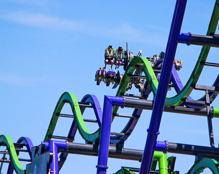 The Joker 4D Free Fly Coaster at Six Flags Great America, Gurnee, Illinois