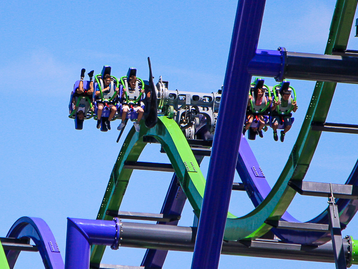 The Joker 4D Free Fly Coaster at Six Flags Great America, Gurnee, Illinois