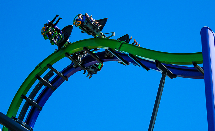 The Joker roller coaster at Six Flags Great America, Gurnee, Illinois