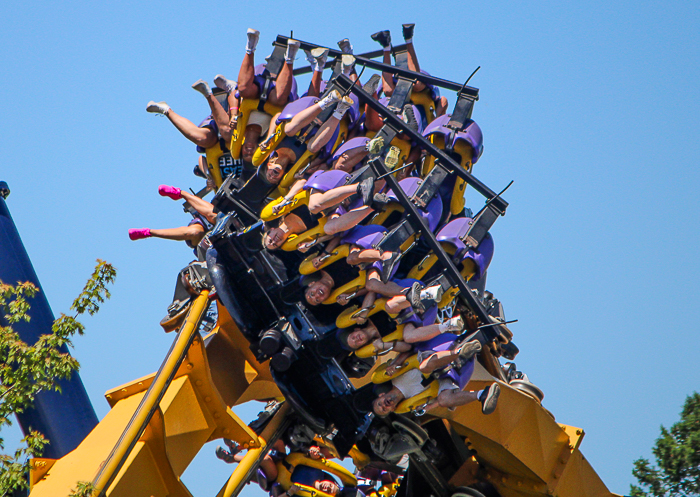 The Batman The Ride roller coaster at Six Flags Great America, Gurnee, Illinois