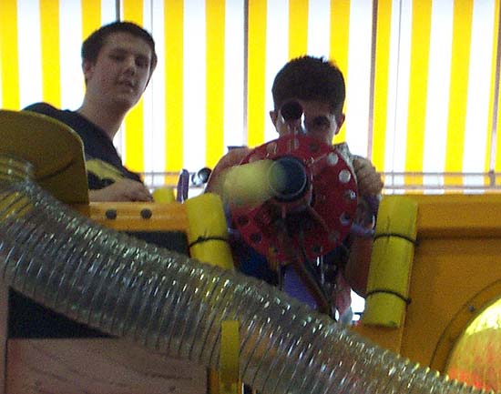 Casey and Brian in The Looney Tunes Acme Fun Factory at Six Flags Kentucky Kingdom