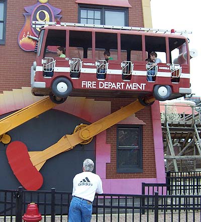 The Frightfully Funny Free Falling Fire Engine No. Nine at Six Flags Kentucky Kingdom