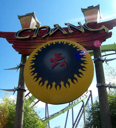 The Chang Rollercoaster during Frightfest at Six Flags Kentucky Kingdom, Louisville, KY