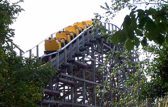 The Thunder Run Rollercoaster during Frightfest at Six Flags Kentucky Kingdom, Louisville, KY