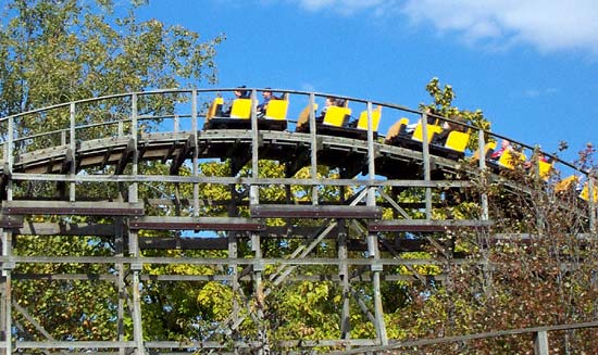 The Thunder Run Rollercoaster during Frightfest at Six Flags Kentucky Kingdom, Louisville, KY