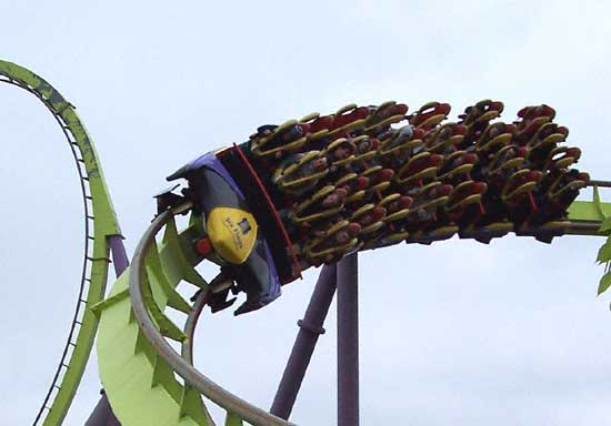 Chang;  The Stand-up Rollercoaster at Six Flags Kentucky Kingdom, Louisville, KY