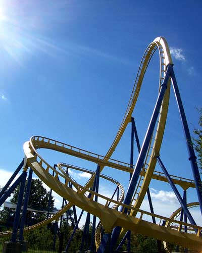 Chang, a stand-up Rollercoaster at Six Flags Kentucky Kingdom, Louisville, KY