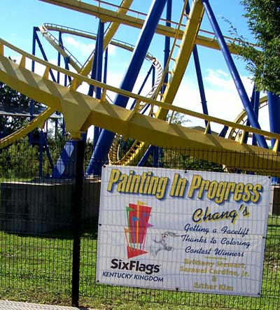 Chang, a stand-up Rollercoaster at Six Flags Kentucky Kingdom, Louisville, KY