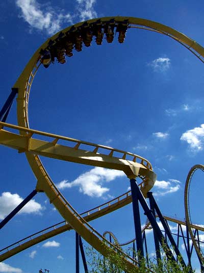 Chang, a stand-up Rollercoaster at Six Flags Kentucky Kingdom, Louisville, KY