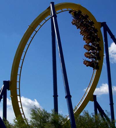 Chang, a stand-up Rollercoaster at Six Flags Kentucky Kingdom, Louisville, KY