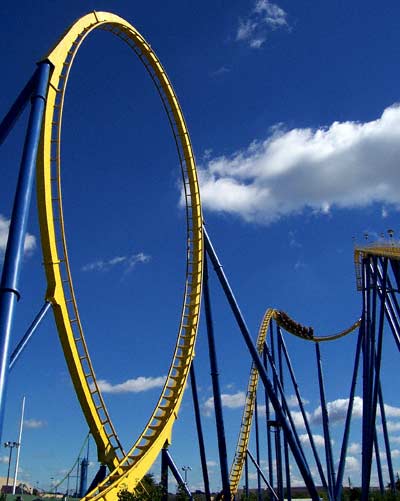 Chang, a stand-up Rollercoaster at Six Flags Kentucky Kingdom, Louisville, KY