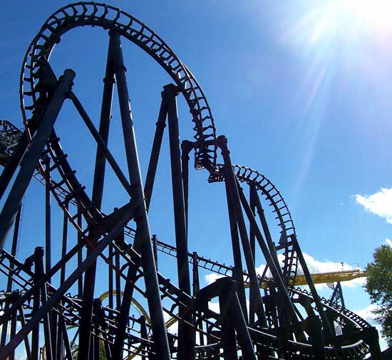 T2, an inverted Rollercoaster at Six Flags Kentucky Kingdom, Louisville, KY