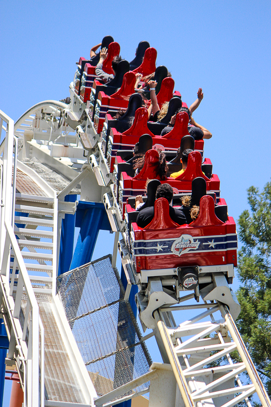 The Revolution Rollercoaster at American Coaster Enthusiasts Coaster Con 42 at Six Flags Magic Mountain in Valencia, California