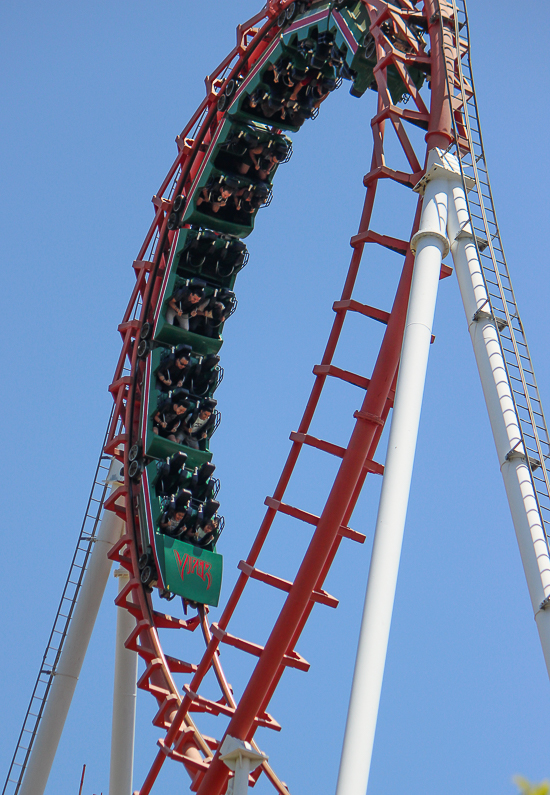 The Viper Rollercoaster - The American Coaster Enthusiasts Coaster Con 42 at Six Flags Magic Mountain in Valencia, California