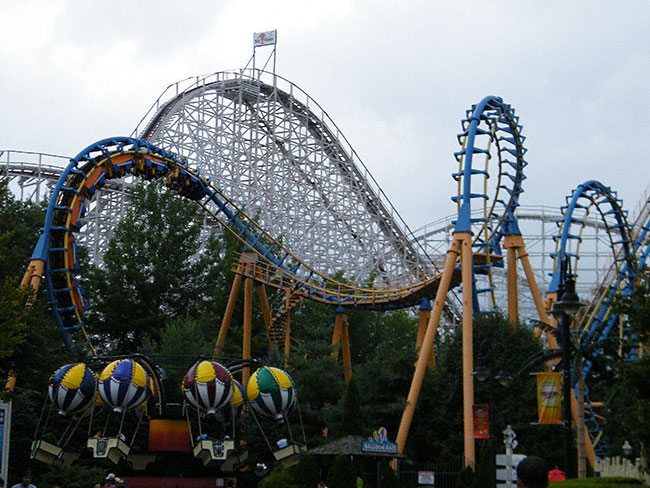 The Flashback Rollercoaster at Six Flags New England, Agawam, Massachusetts