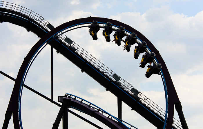 Batman The Dark Knight roller coaster at Six Flags New England, Agawam, Massachusetts