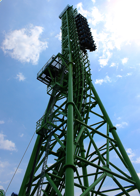 The Goliath roller coaster and New England Sky Screamer at Six Flags New England, Agawam, Massachusetts