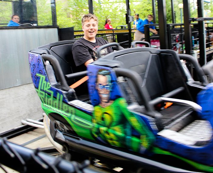 The Gotham City Gauntlet roller coaster at Six Flags New England, Agawam, Massachusetts